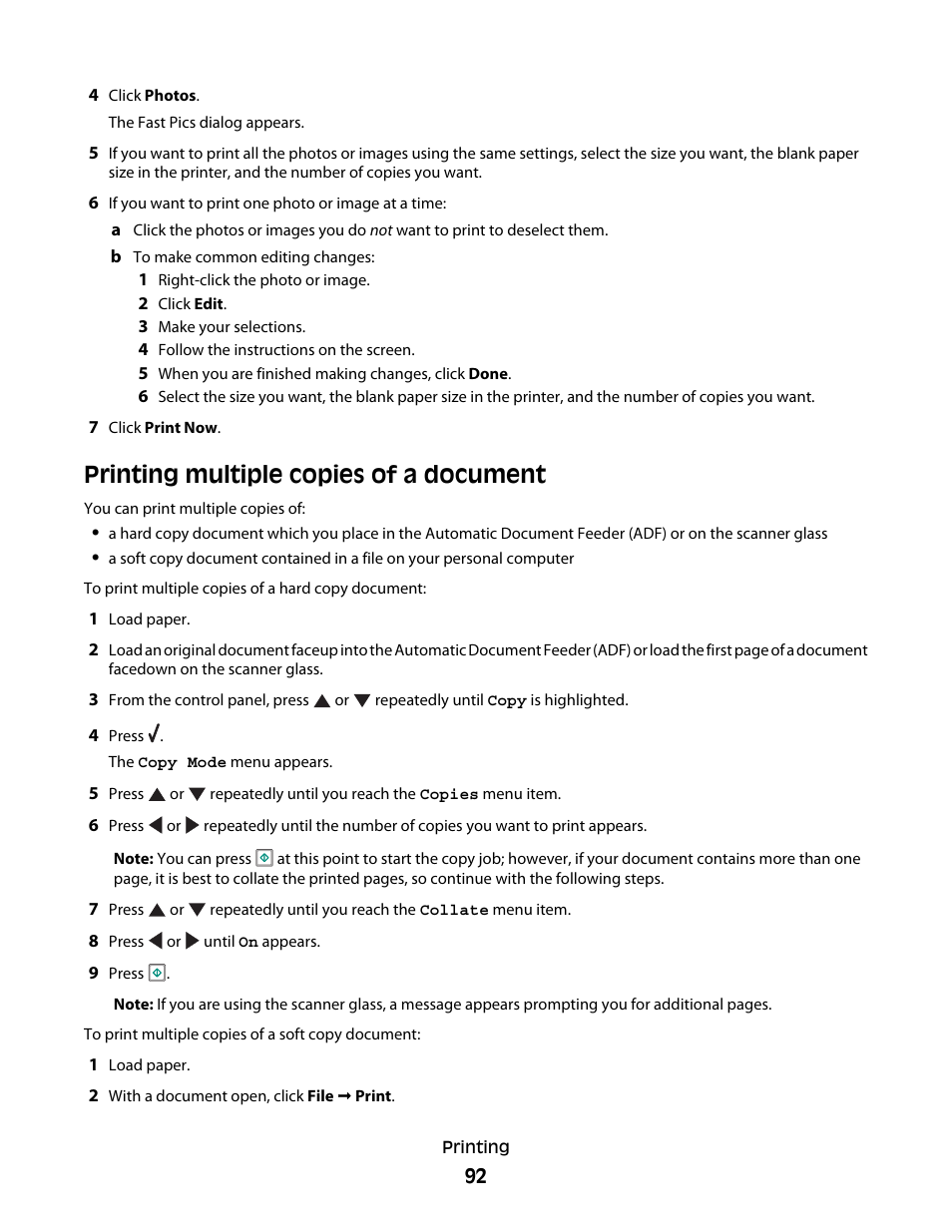 Printing multiple copies of a document | Lexmark 9500 Series User Manual | Page 92 / 290