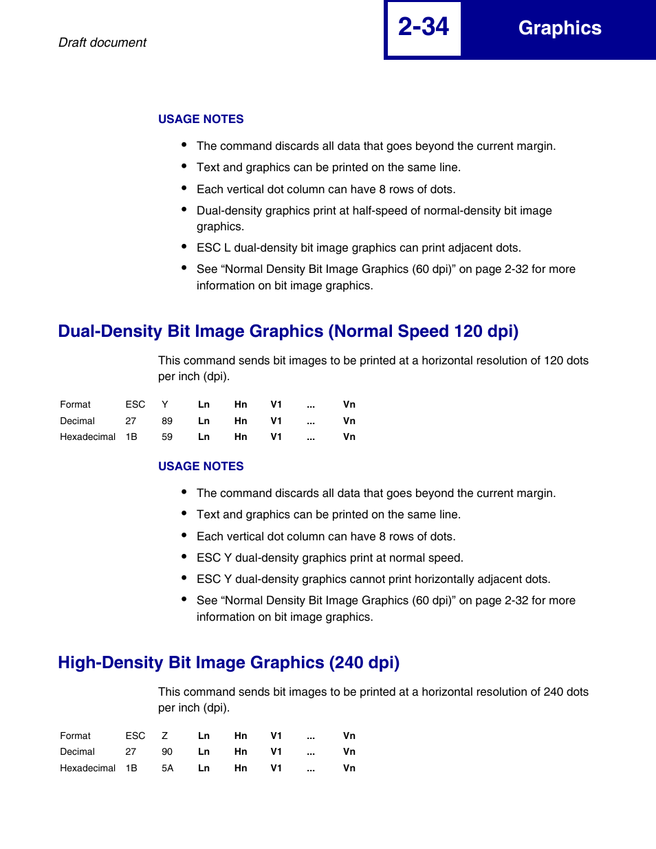 High-density bit image graphics (240 dpi), Graphics | Lexmark 258x User Manual | Page 54 / 120