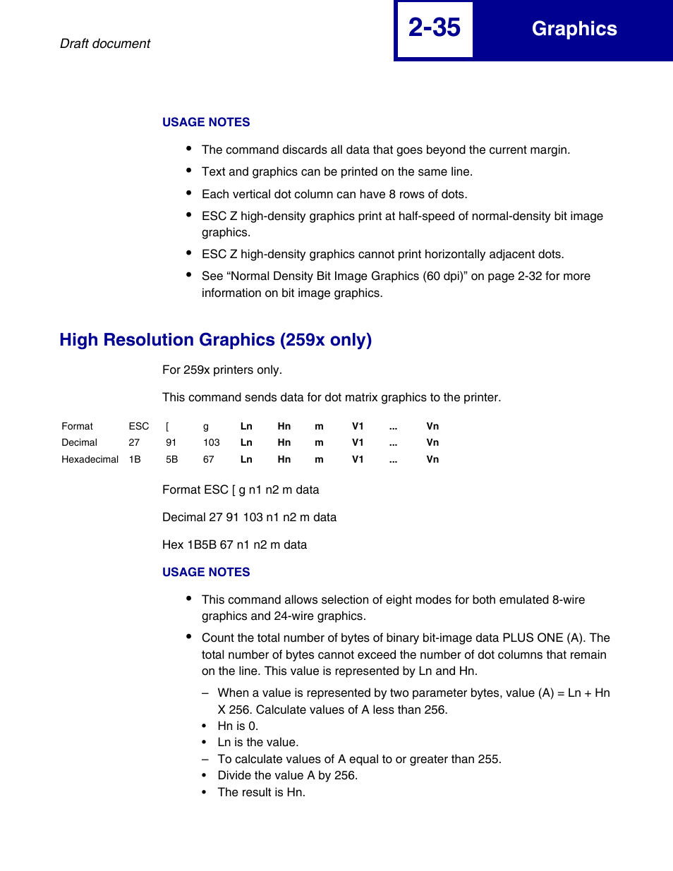 High resolution graphics (259x only), High resolution graphics (259x only) -35, Graphics | Lexmark 258x User Manual | Page 55 / 120