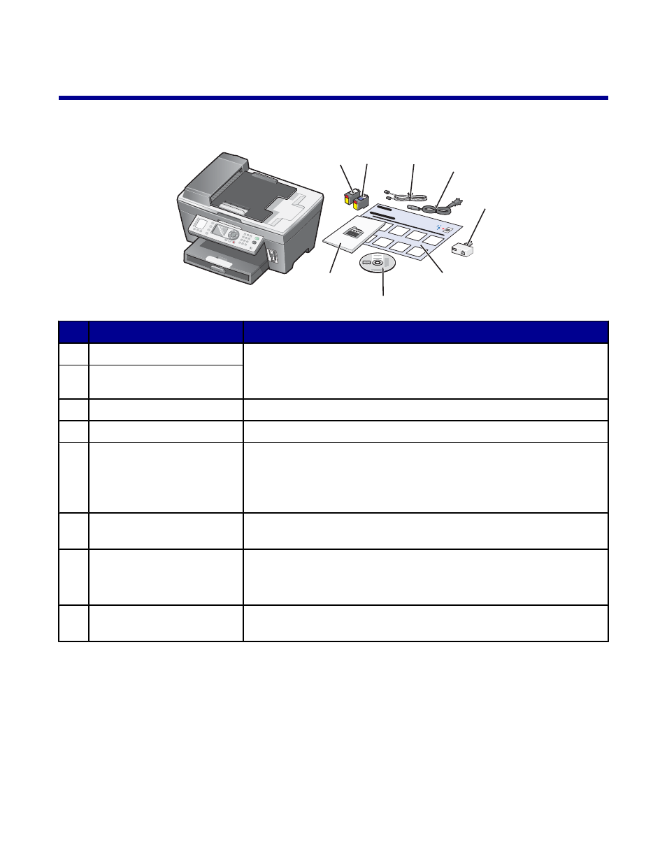 Setting up the printer, Checking the box contents | Lexmark 8300 Series User Manual | Page 13 / 136
