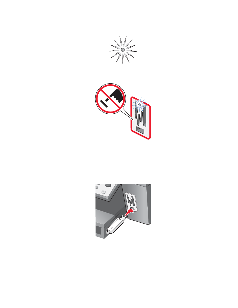 Inserting a flash drive | Lexmark 8300 Series User Manual | Page 55 / 136