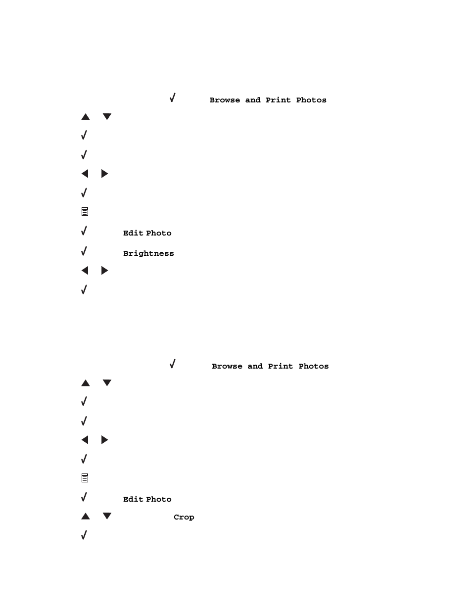 Adjusting brightness, Cropping photos using the control panel | Lexmark 8300 Series User Manual | Page 61 / 136