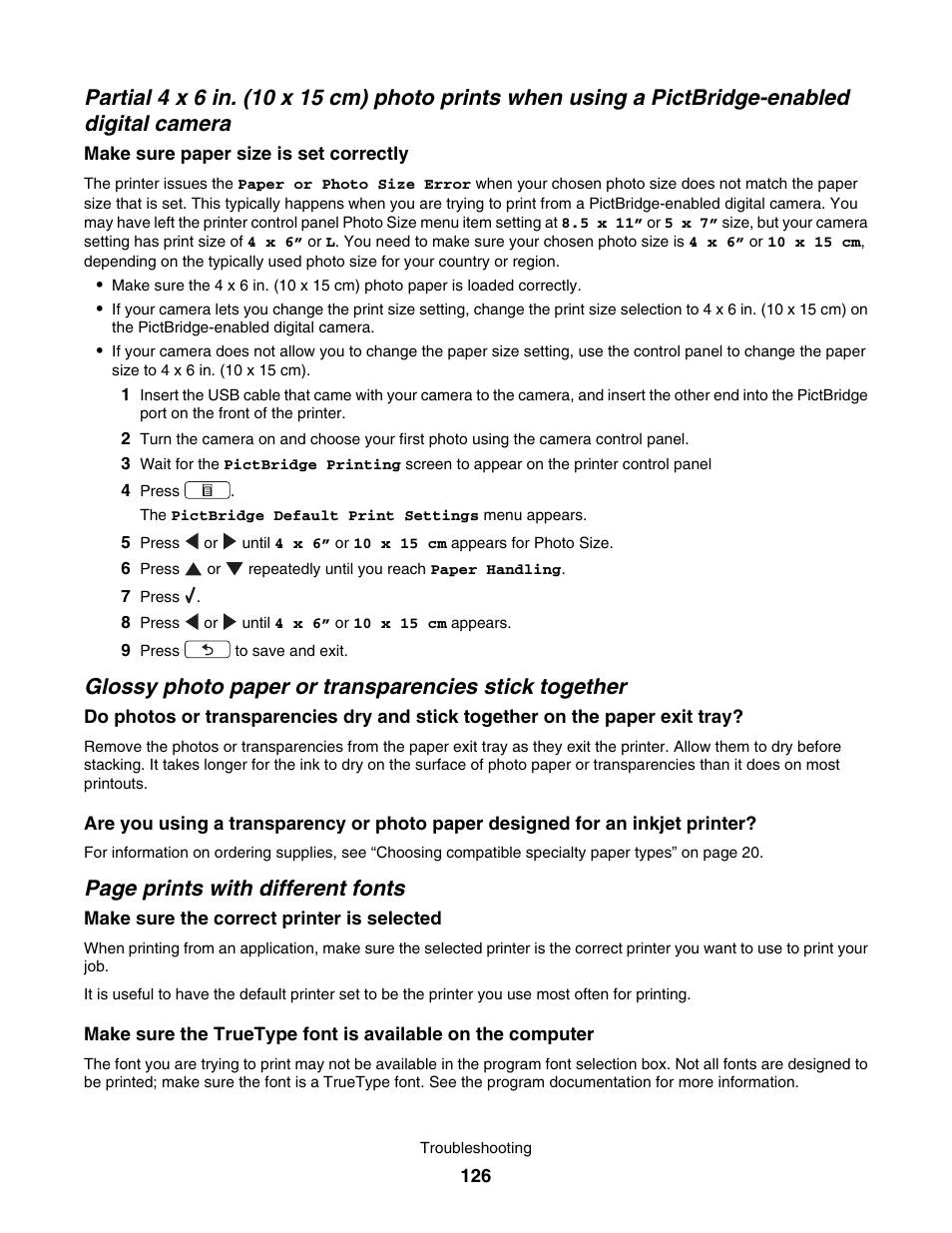 Page prints with different fonts | Lexmark 4800 User Manual | Page 126 / 166