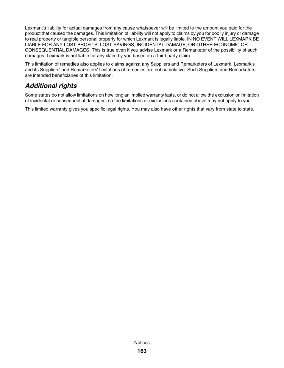 Additional rights | Lexmark 4800 User Manual | Page 163 / 166