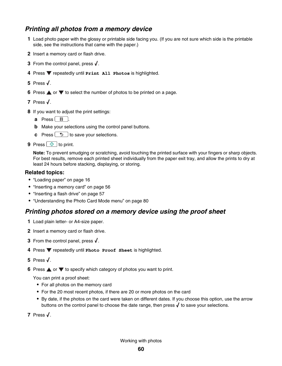 Printing all photos from a memory device | Lexmark 4800 User Manual | Page 60 / 166