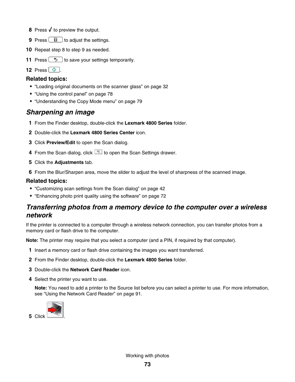 Sharpening an image | Lexmark 4800 User Manual | Page 73 / 166