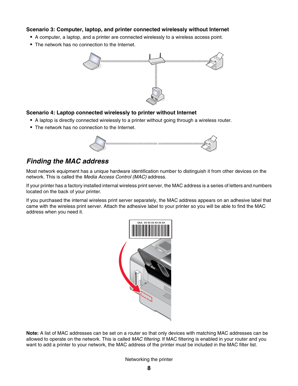 Finding the mac address | Lexmark 4800 User Manual | Page 8 / 166