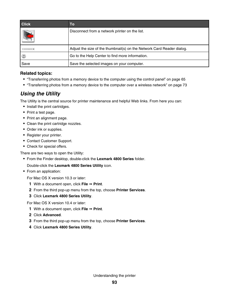 Using the utility | Lexmark 4800 User Manual | Page 93 / 166