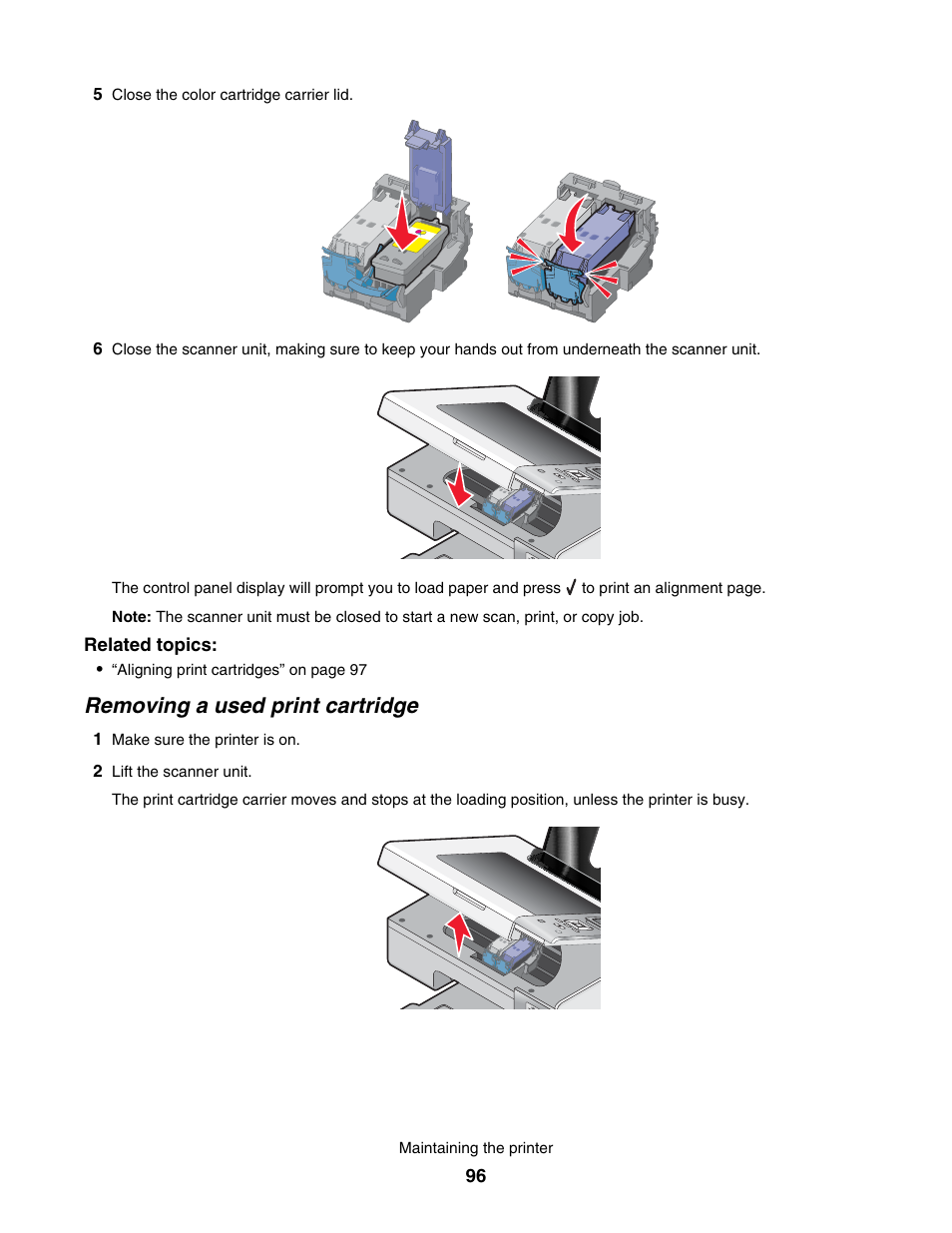 Removing a used print cartridge | Lexmark 4800 User Manual | Page 96 / 166