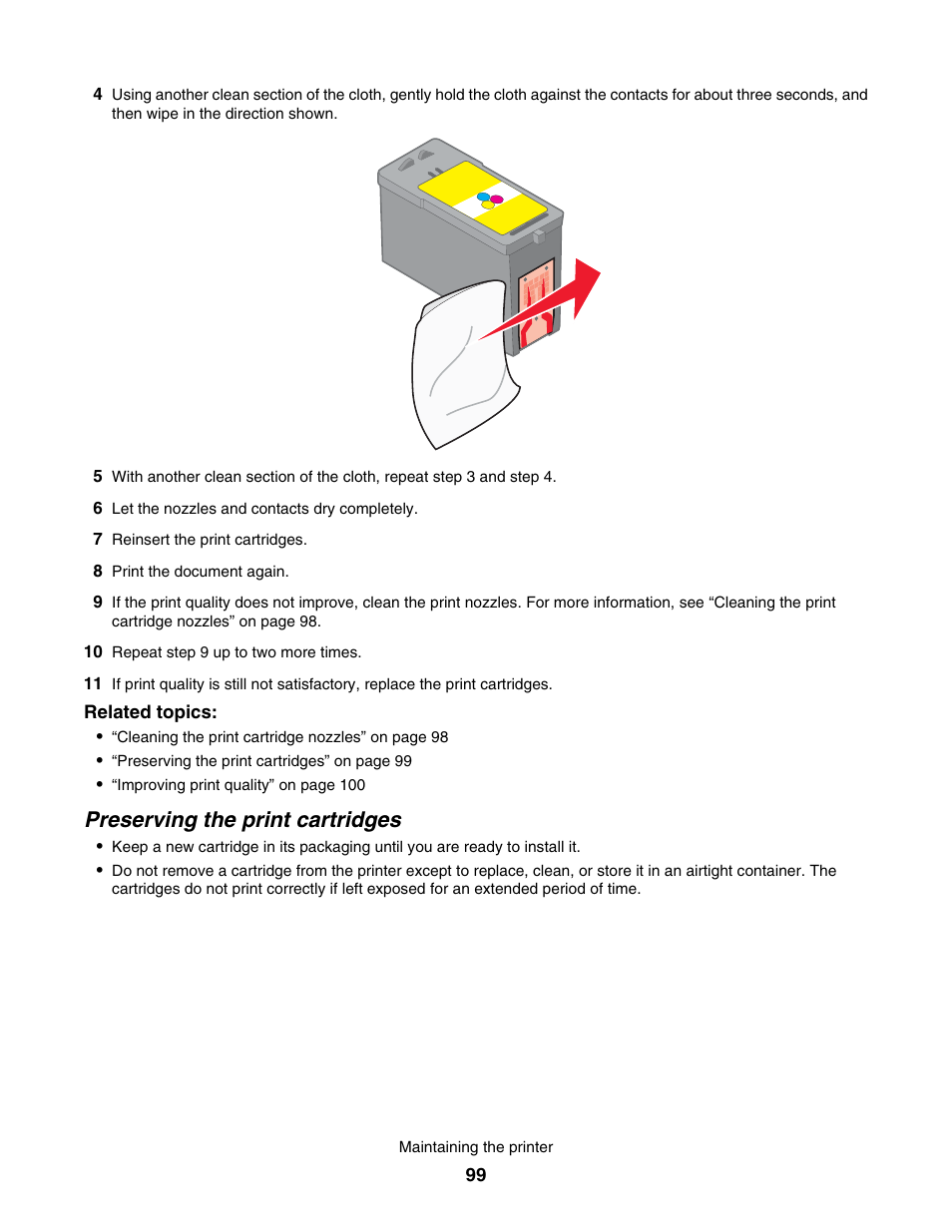 Preserving the print cartridges | Lexmark 4800 User Manual | Page 99 / 166