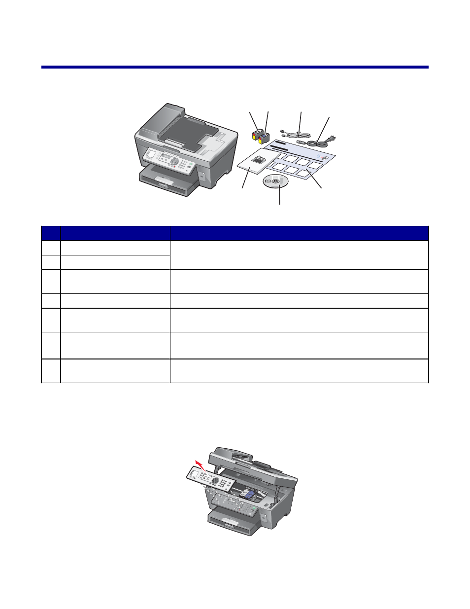 Setting up the printer, Checking the box contents, Installing another language control panel | Lexmark 7300 Series User Manual | Page 11 / 112