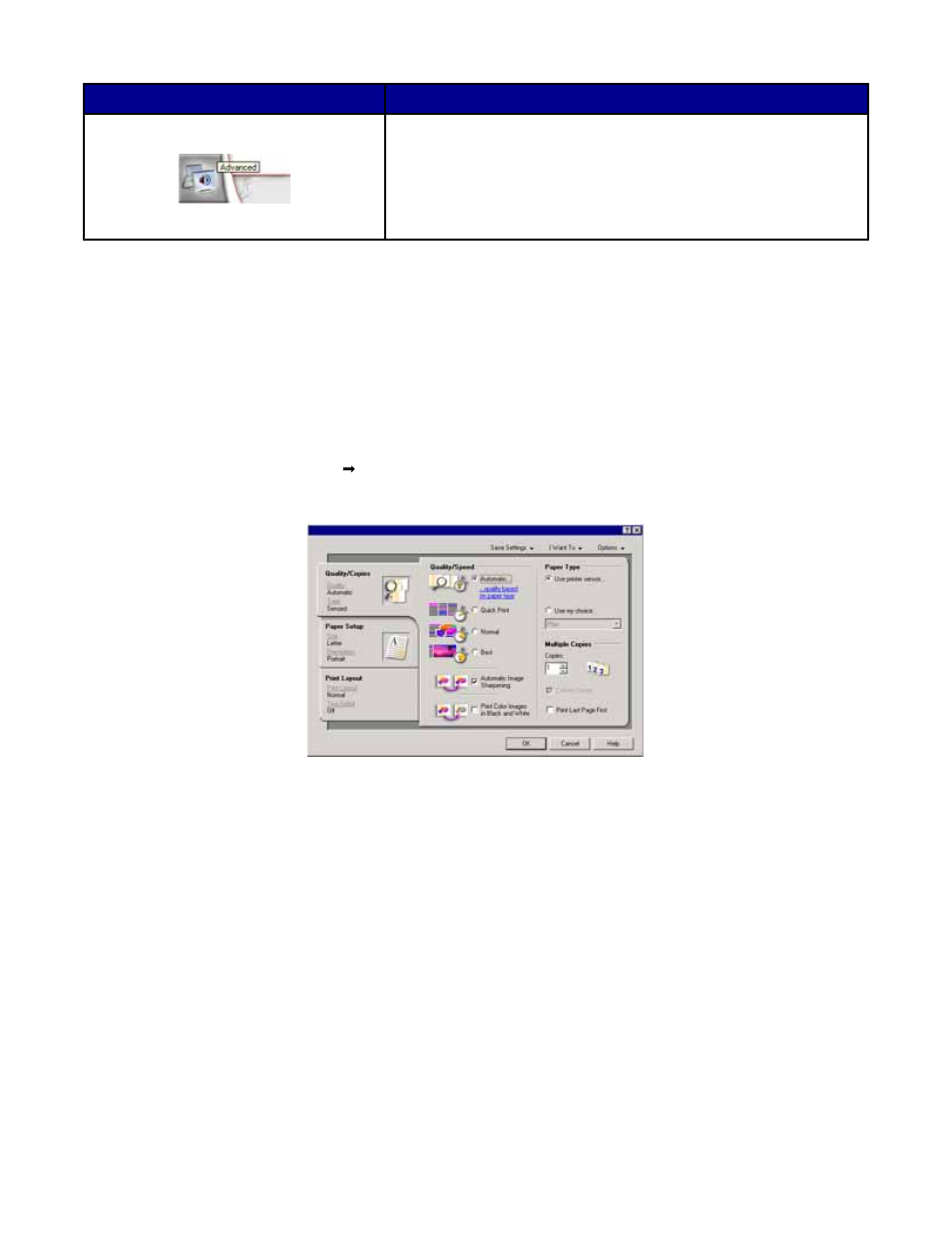 Using print properties, Opening print properties, Using the save settings menu | Using the i want to menu, Using the options menu | Lexmark 7300 Series User Manual | Page 31 / 112