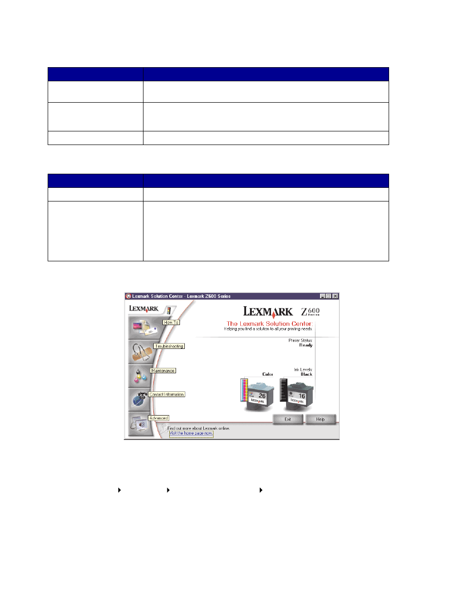 He lexmark solution center, He paper setup tab, He print layout tab | Lexmark solution center | Lexmark Z600 User Manual | Page 8 / 69