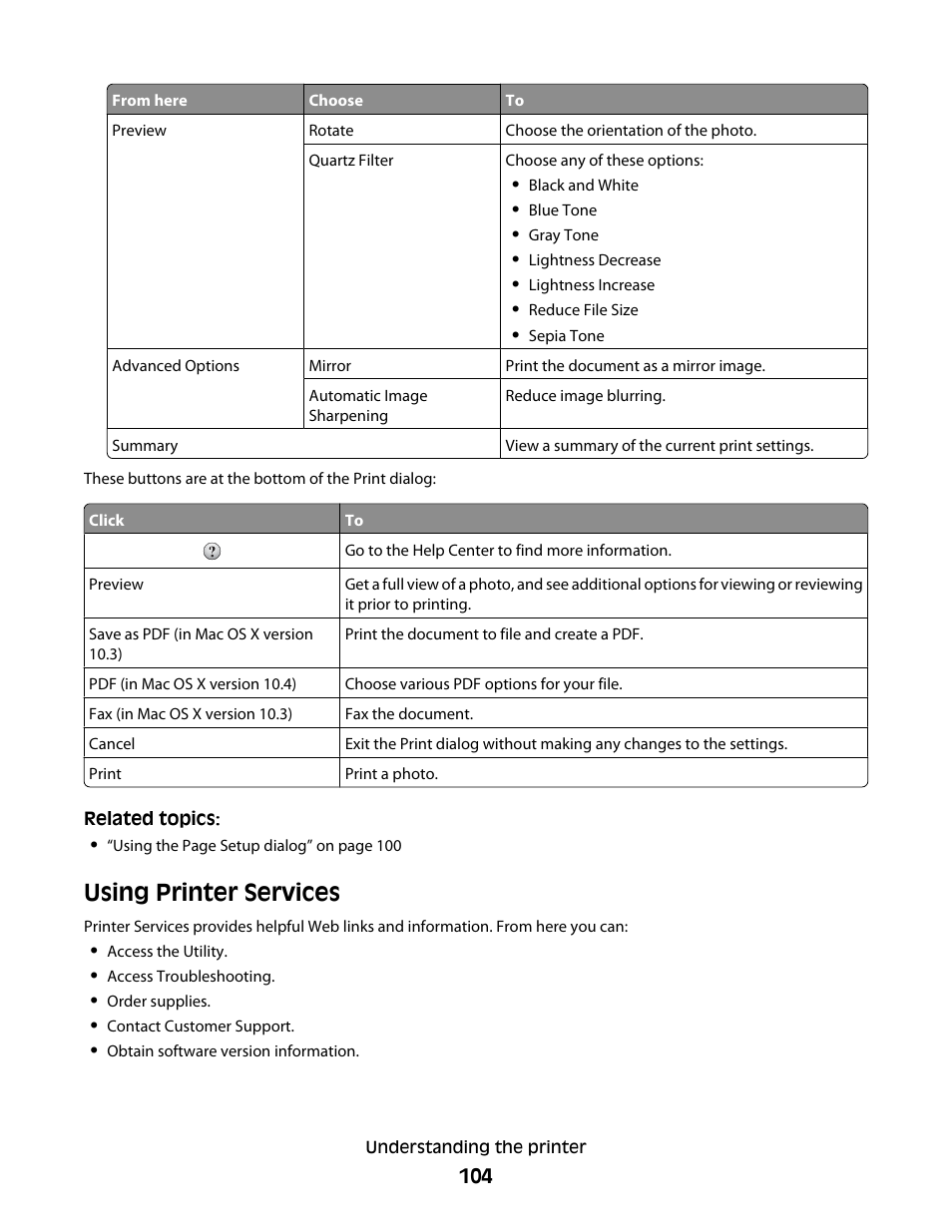 Using printer services | Lexmark 5400 Series User Manual | Page 104 / 155