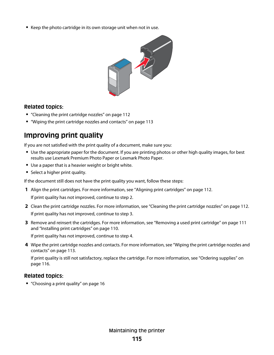 Improving print quality | Lexmark 5400 Series User Manual | Page 115 / 155