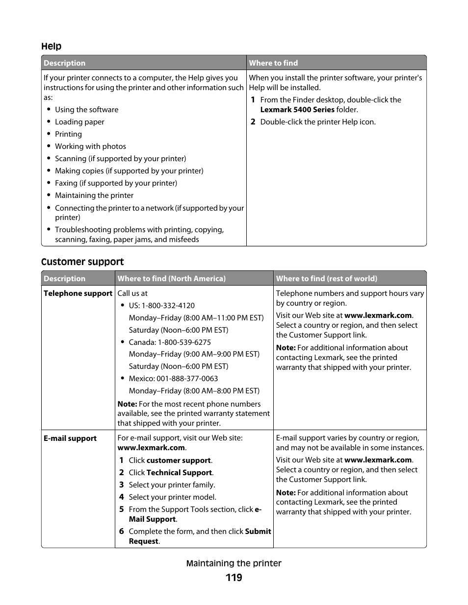 Lexmark 5400 Series User Manual | Page 119 / 155