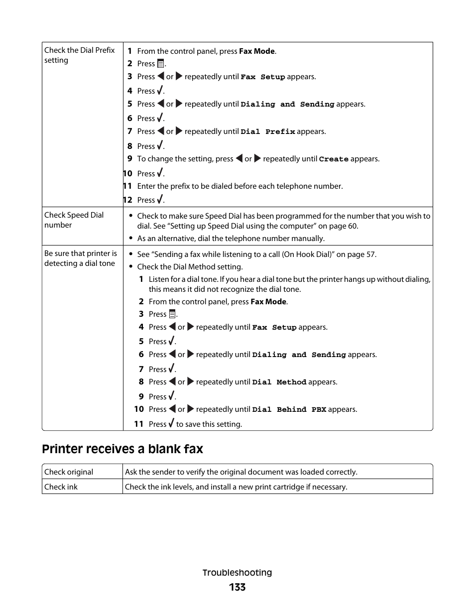 Printer receives a blank fax | Lexmark 5400 Series User Manual | Page 133 / 155