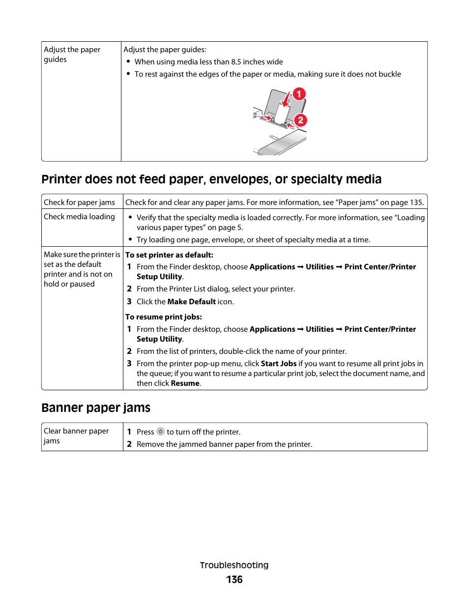 Banner paper jams | Lexmark 5400 Series User Manual | Page 136 / 155