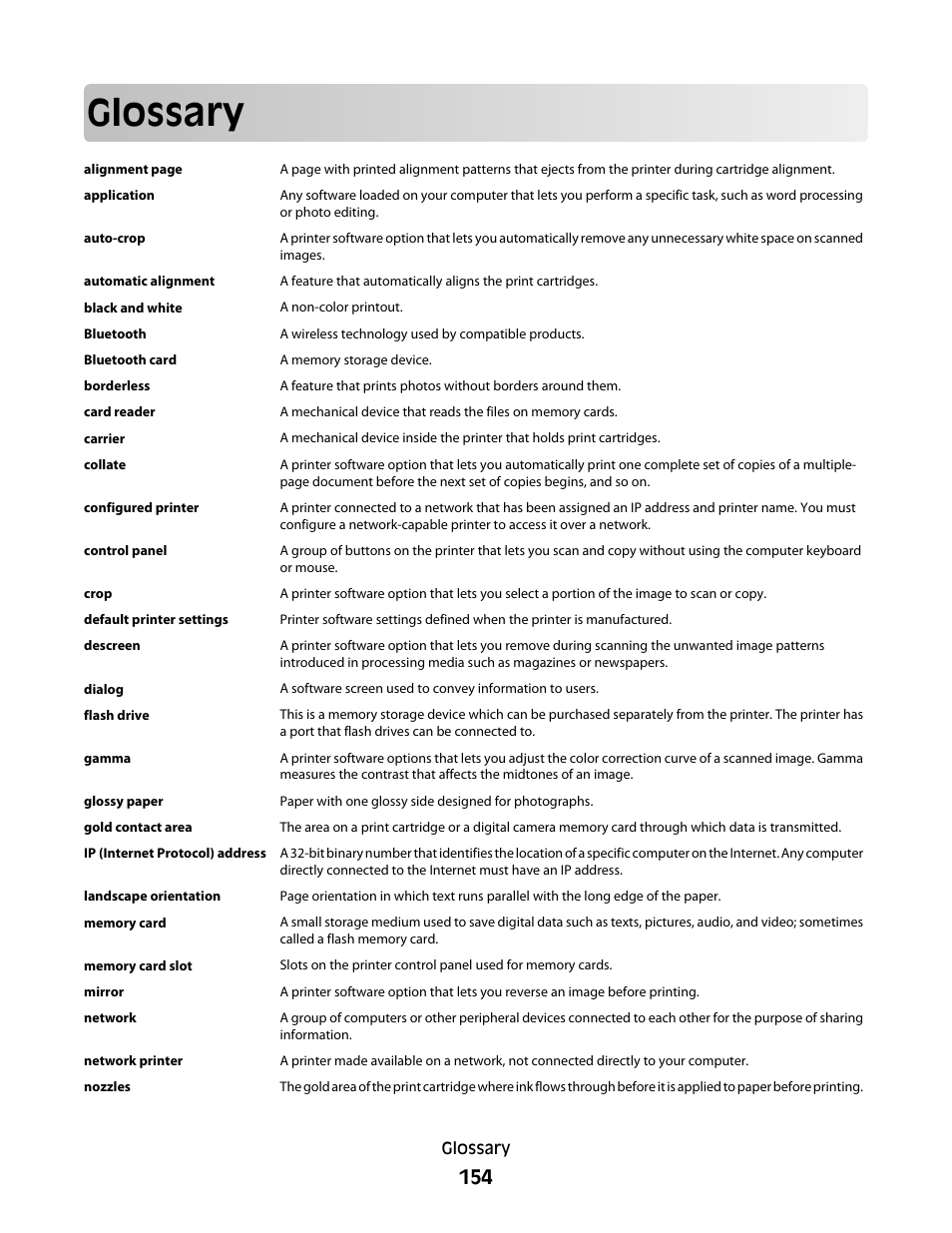 Glossary | Lexmark 5400 Series User Manual | Page 154 / 155
