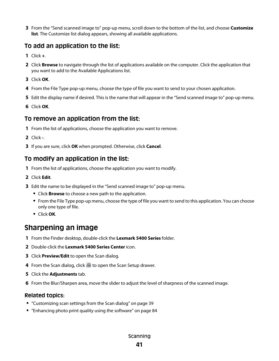Sharpening an image | Lexmark 5400 Series User Manual | Page 41 / 155