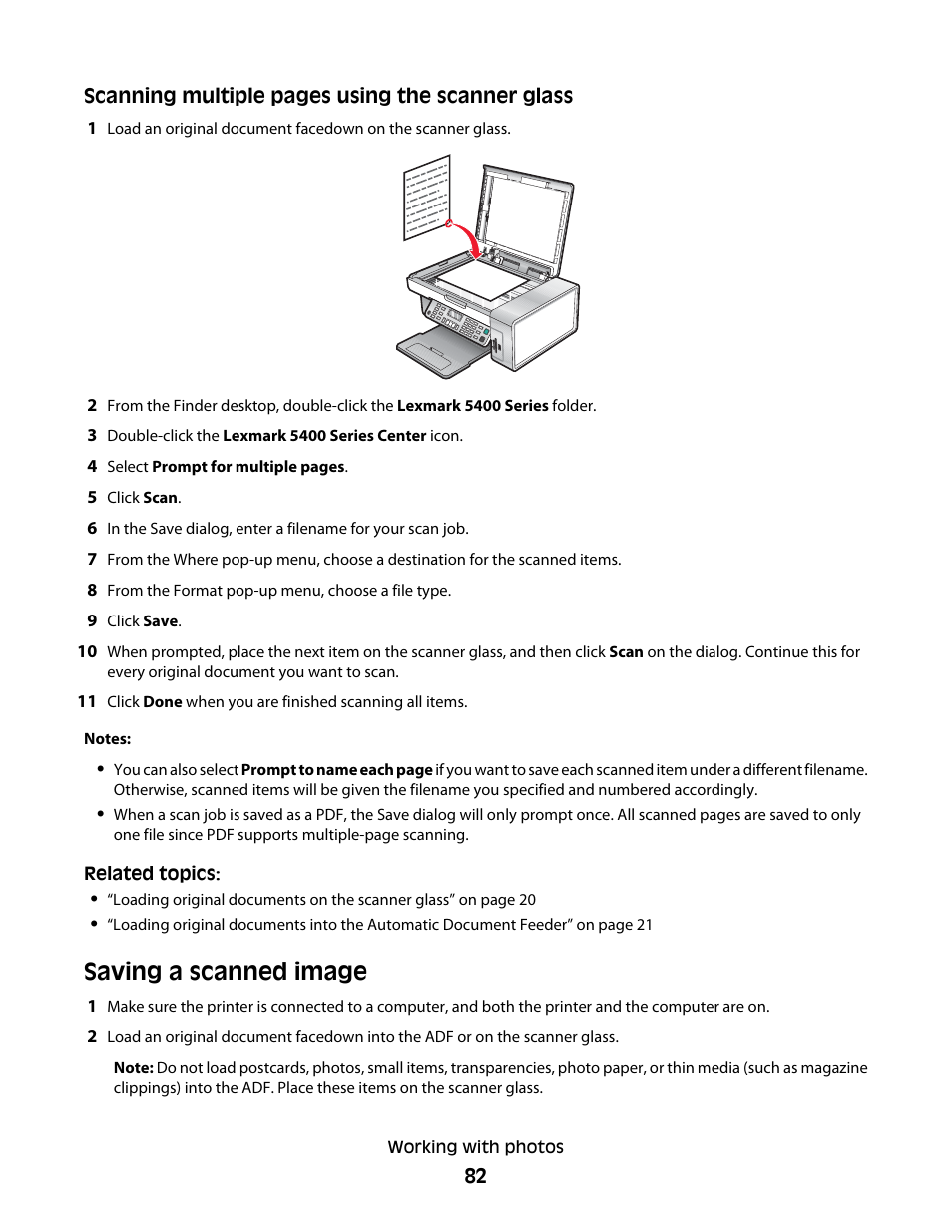 Saving a scanned image | Lexmark 5400 Series User Manual | Page 82 / 155