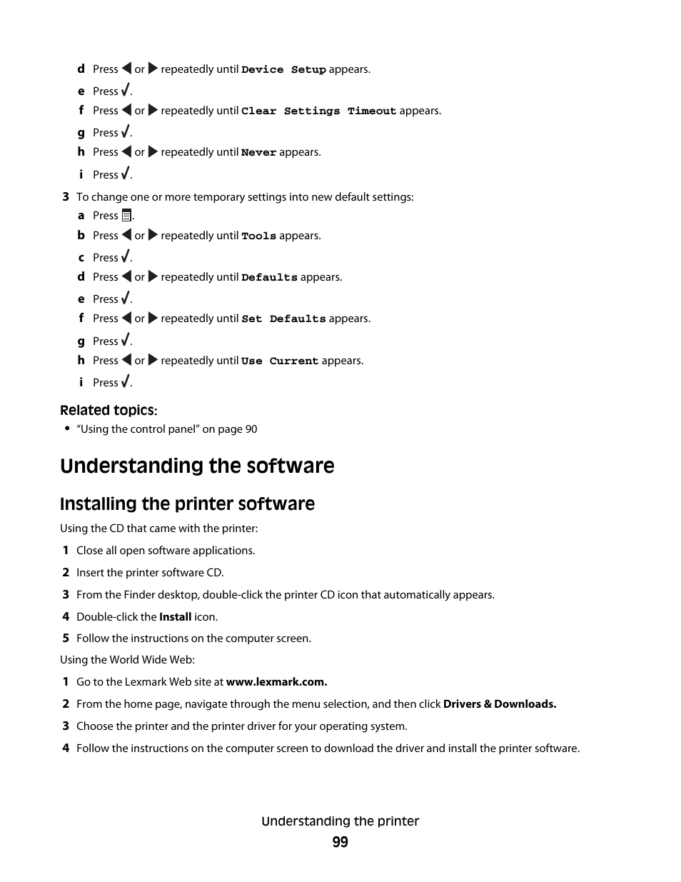 Understanding the software, Installing the printer software | Lexmark 5400 Series User Manual | Page 99 / 155