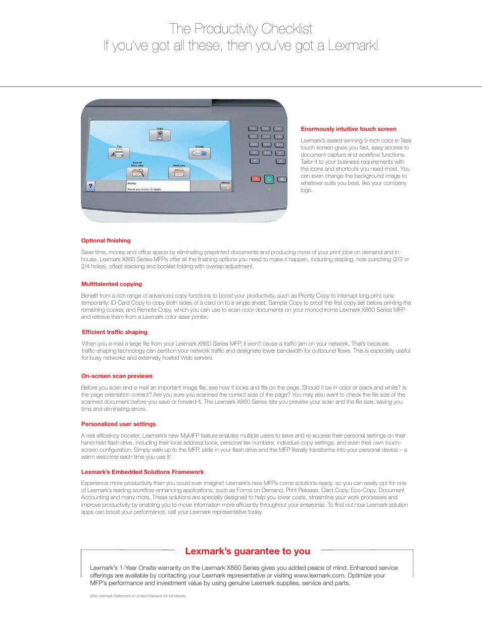 Lexmark’s guarantee to you | Lexmark X860 User Manual | Page 4 / 8