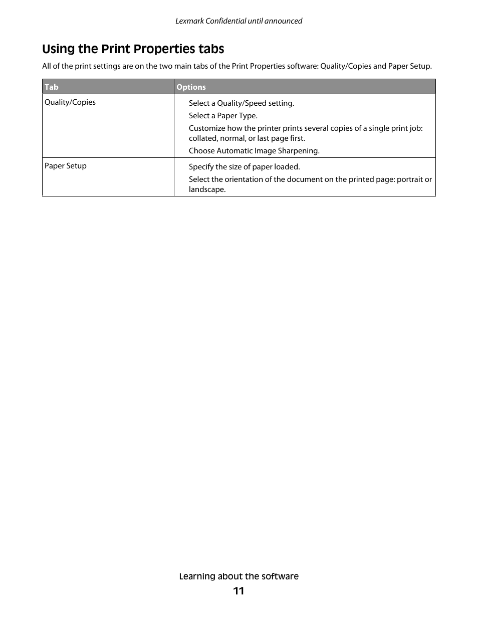 Using the print properties tabs | Lexmark P200 User Manual | Page 11 / 35