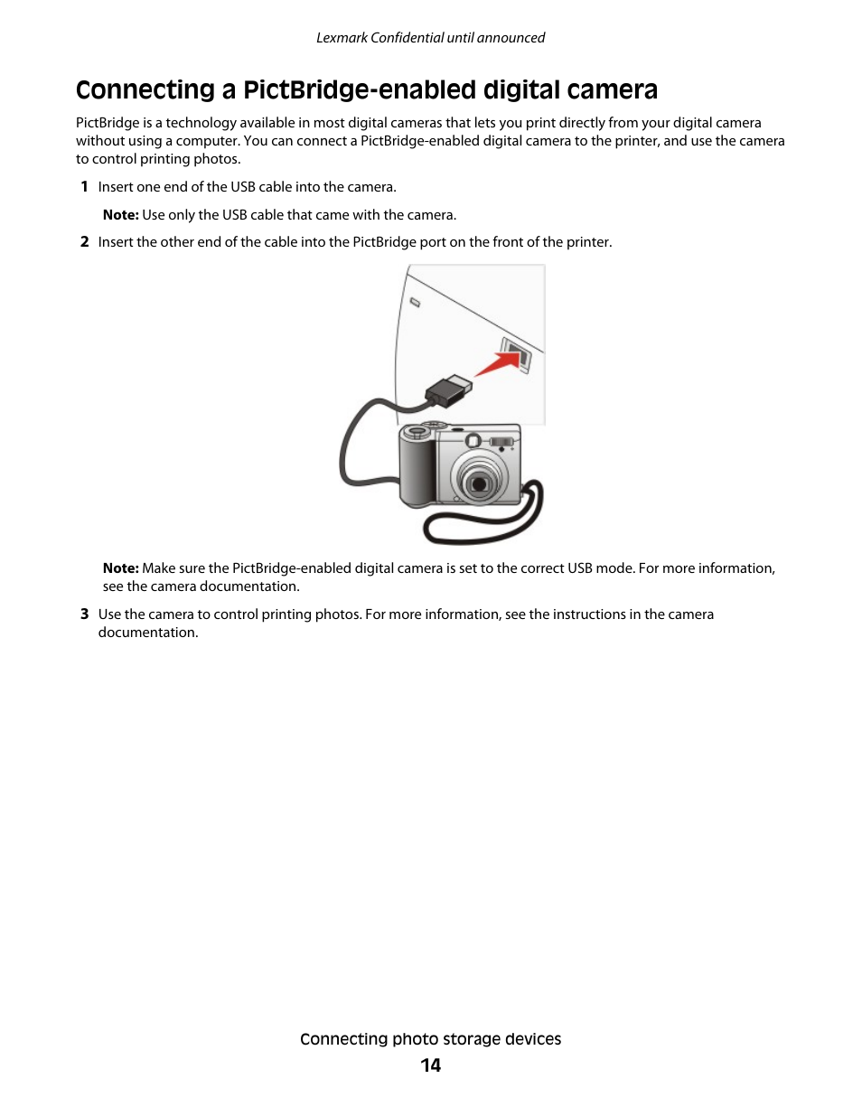 Connecting a pictbridge-enabled digital camera | Lexmark P200 User Manual | Page 14 / 35