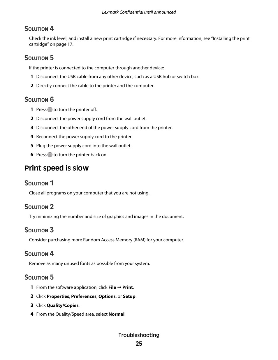 Print speed is slow, Print speed is slow s | Lexmark P200 User Manual | Page 25 / 35