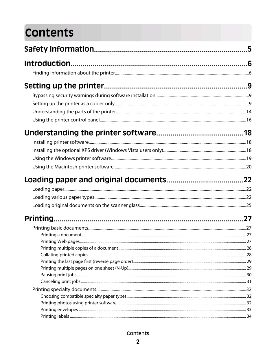 Lexmark 2600 SERIES 4433 User Manual | Page 2 / 74