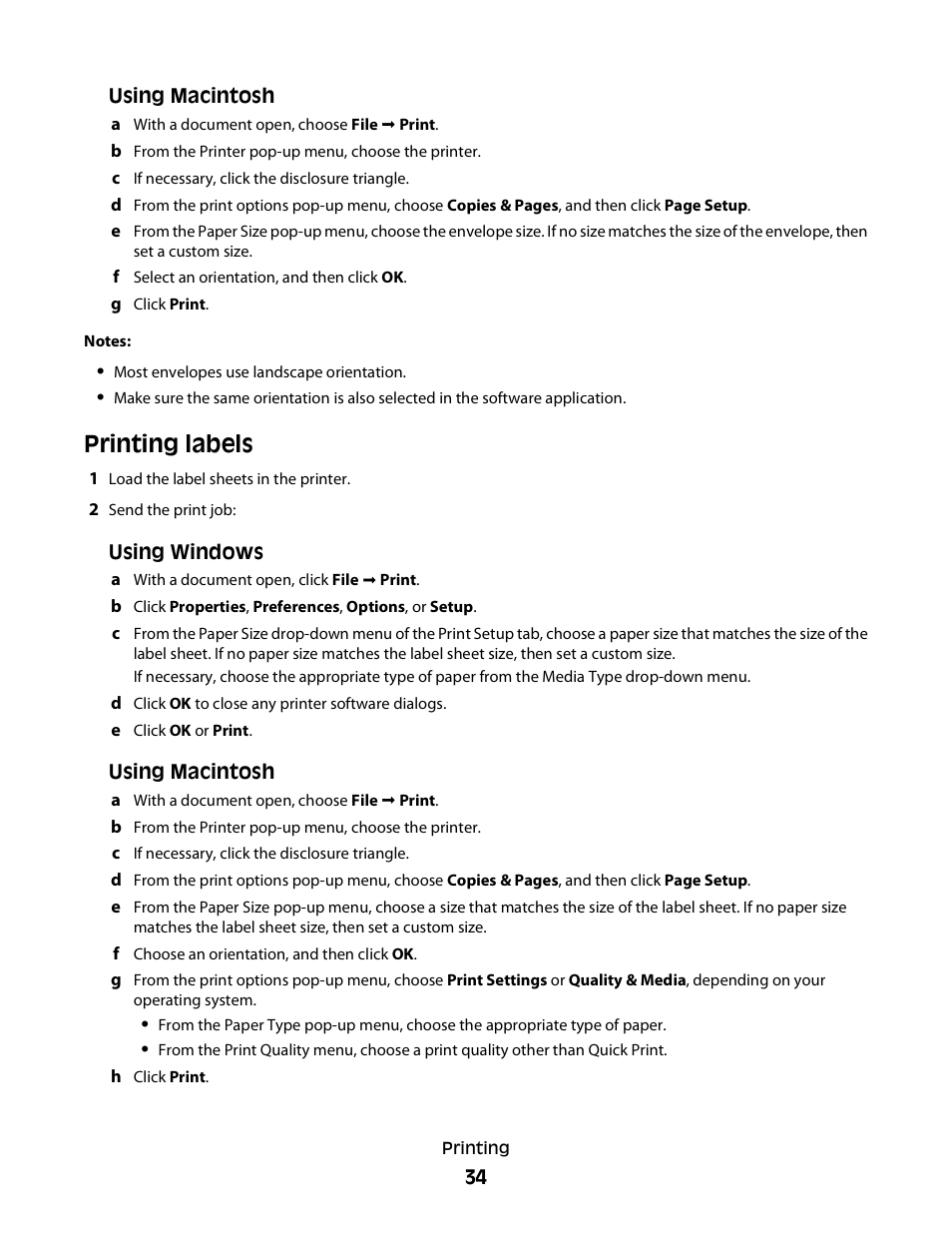 Printing labels | Lexmark 2600 SERIES 4433 User Manual | Page 34 / 74