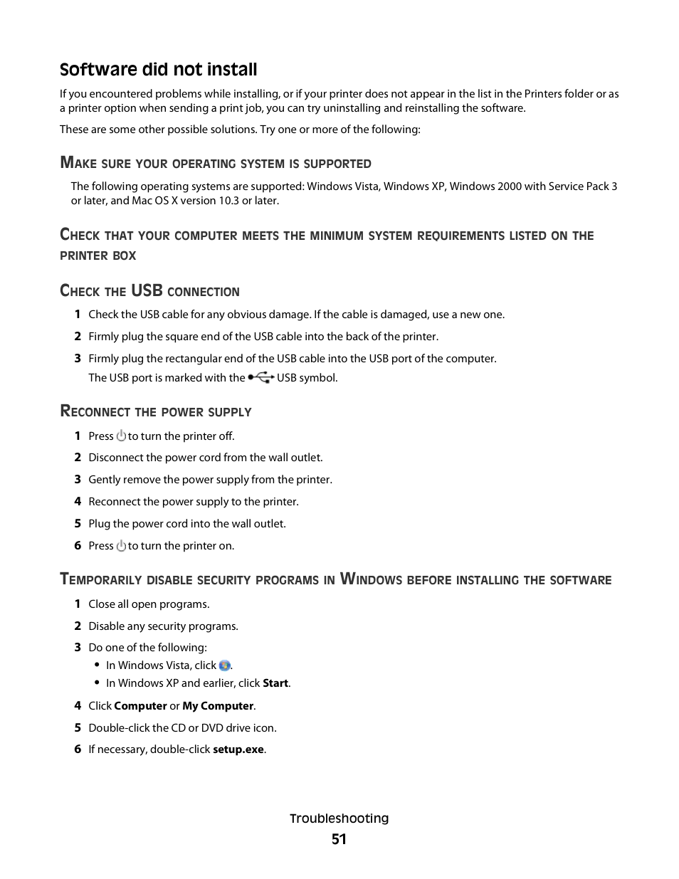 Software did not install | Lexmark 2600 SERIES 4433 User Manual | Page 51 / 74