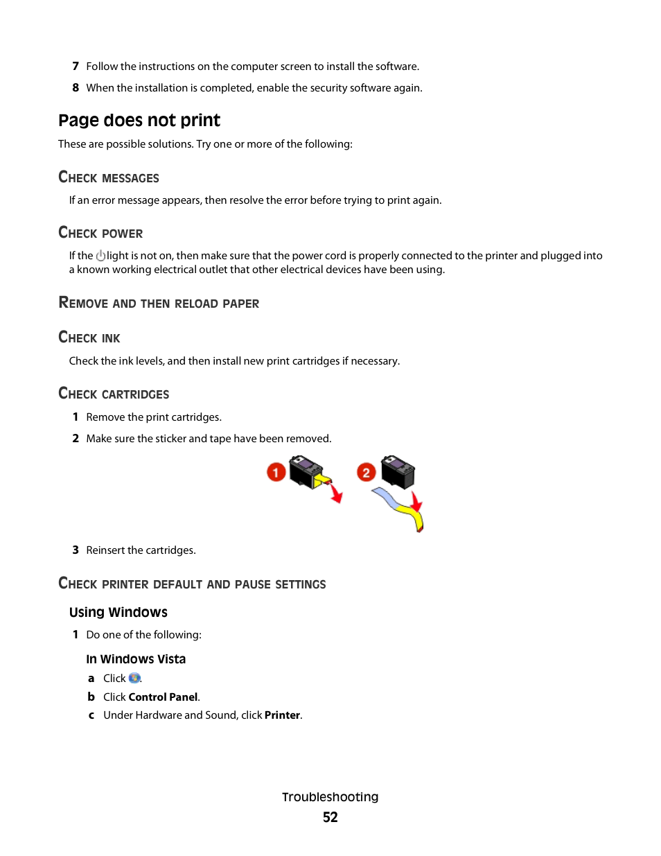 Page does not print | Lexmark 2600 SERIES 4433 User Manual | Page 52 / 74