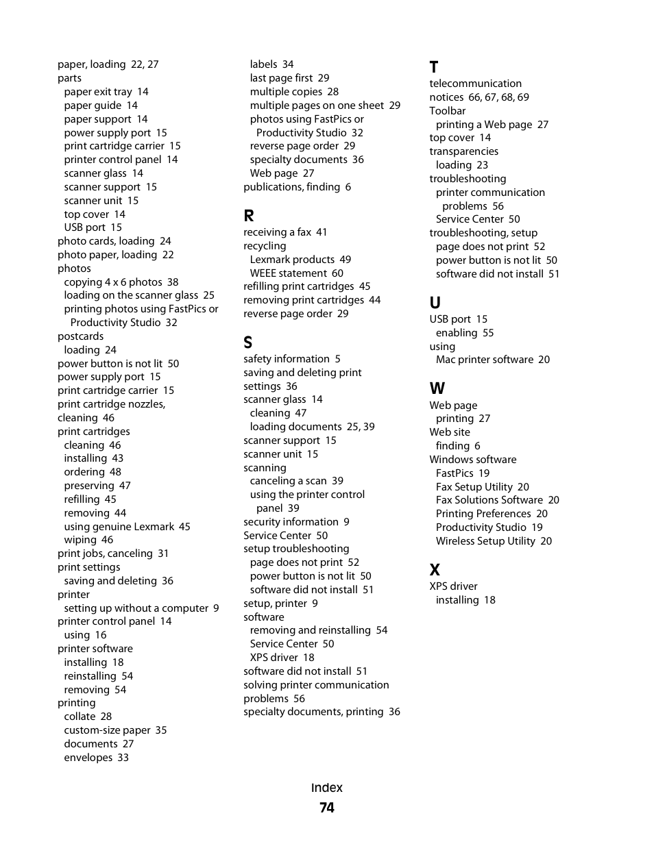 Lexmark 2600 SERIES 4433 User Manual | Page 74 / 74