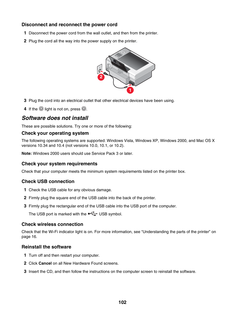 Software does not install | Lexmark 4800 Series User Manual | Page 102 / 176