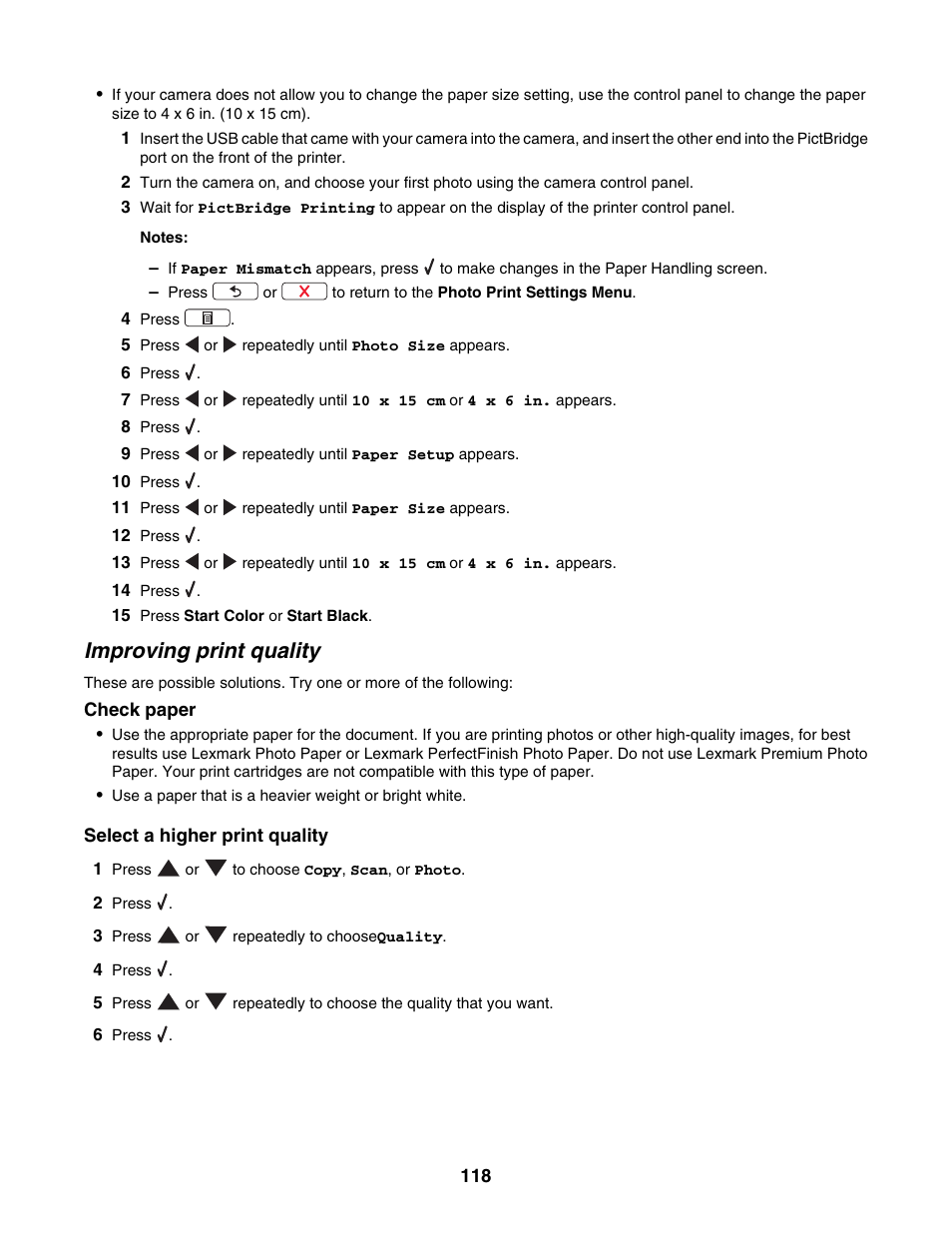 Improving print quality | Lexmark 4800 Series User Manual | Page 118 / 176