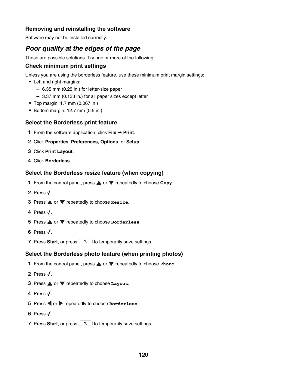 Poor quality at the edges of the page | Lexmark 4800 Series User Manual | Page 120 / 176