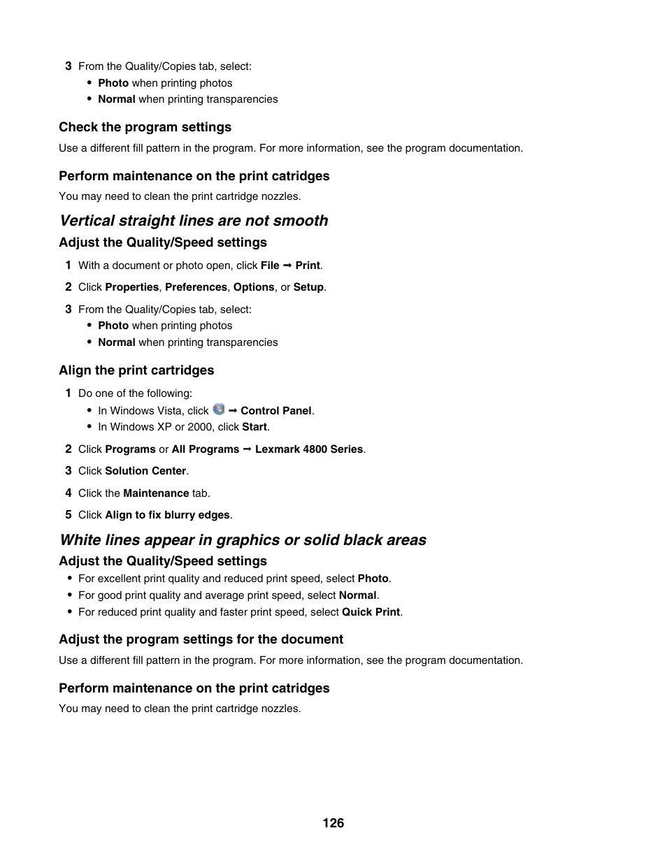 Vertical straight lines are not smooth | Lexmark 4800 Series User Manual | Page 126 / 176