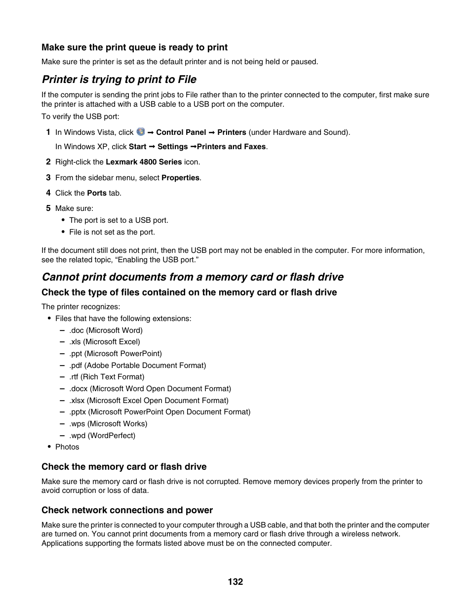 Printer is trying to print to file | Lexmark 4800 Series User Manual | Page 132 / 176