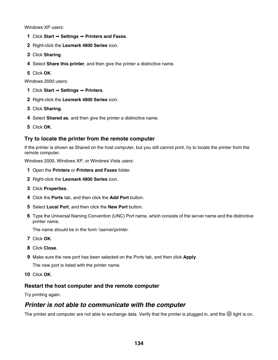 Lexmark 4800 Series User Manual | Page 134 / 176