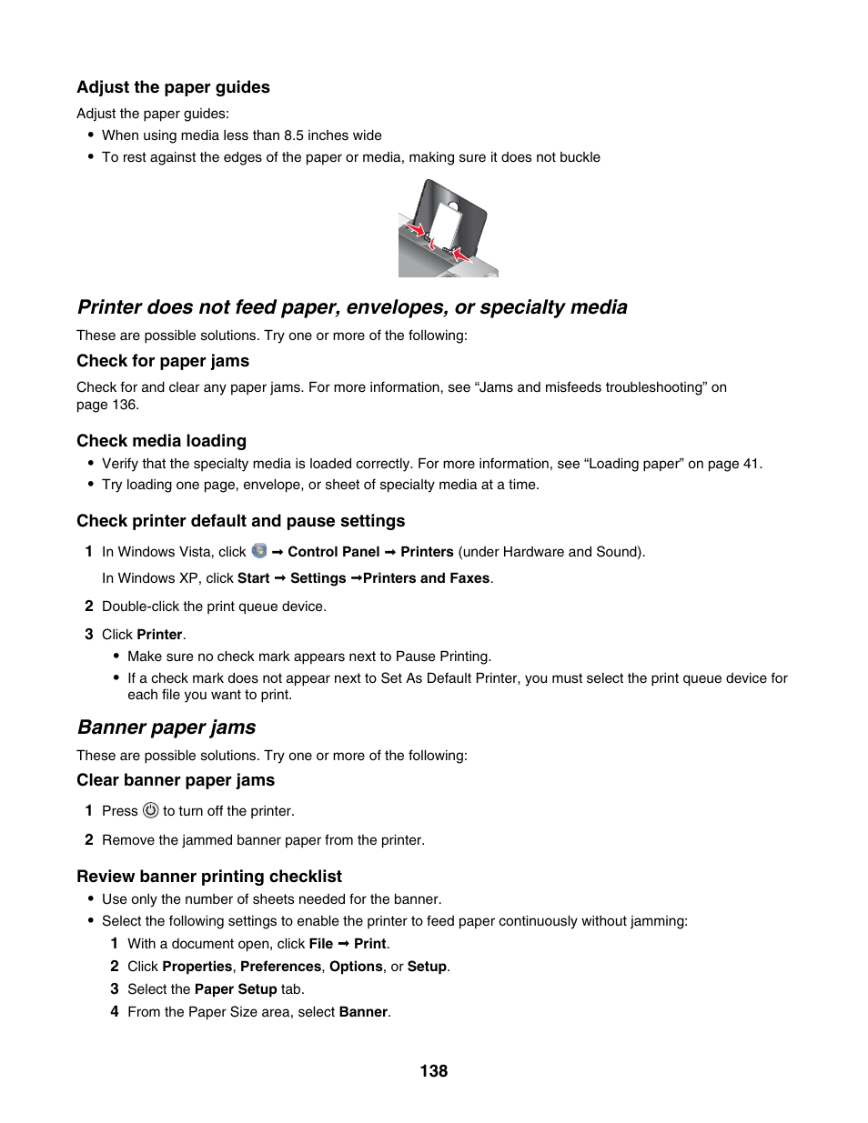 Banner paper jams | Lexmark 4800 Series User Manual | Page 138 / 176