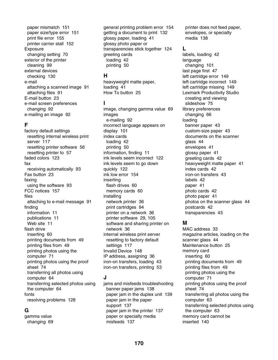 Lexmark 4800 Series User Manual | Page 170 / 176