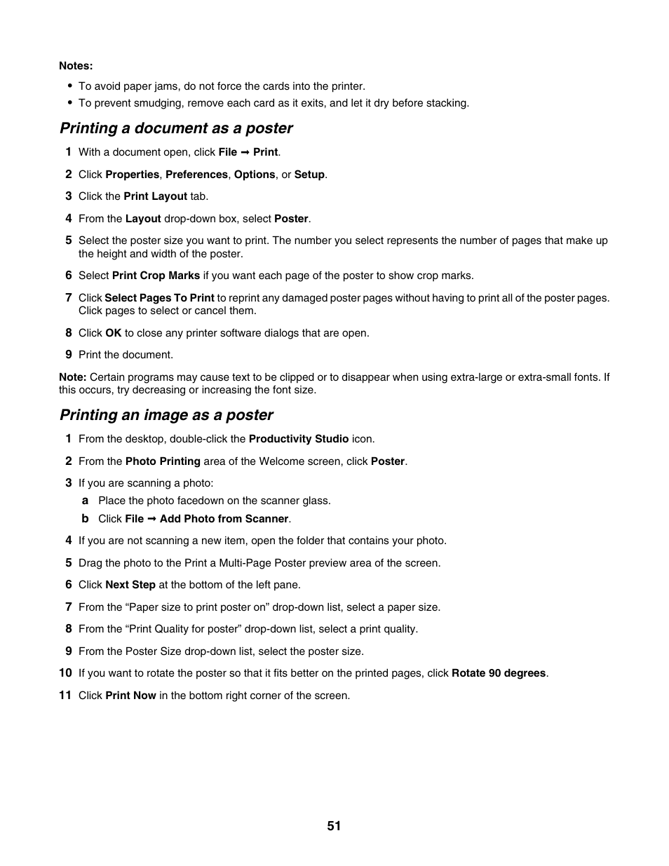 Printing a document as a poster, Printing an image as a poster | Lexmark 4800 Series User Manual | Page 51 / 176