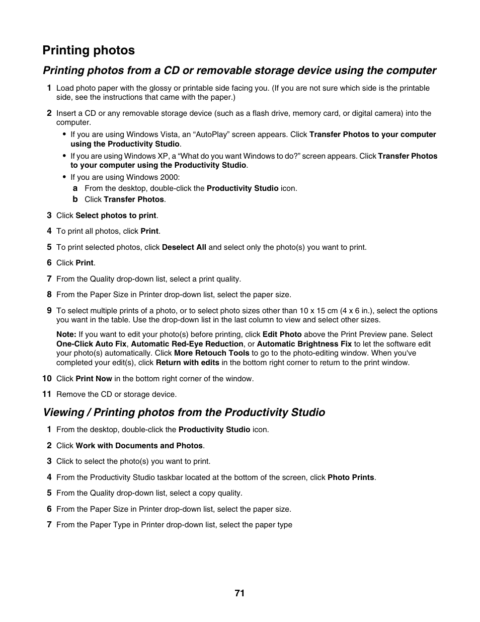 Printing photos | Lexmark 4800 Series User Manual | Page 71 / 176