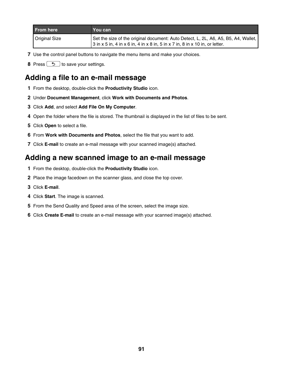 Adding a file to an e-mail message, Adding a new scanned image to an e-mail message | Lexmark 4800 Series User Manual | Page 91 / 176