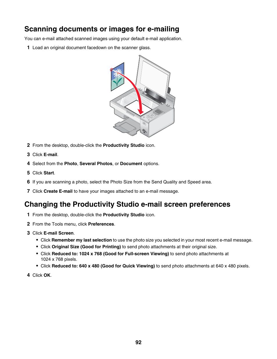 Scanning documents or images for e-mailing | Lexmark 4800 Series User Manual | Page 92 / 176