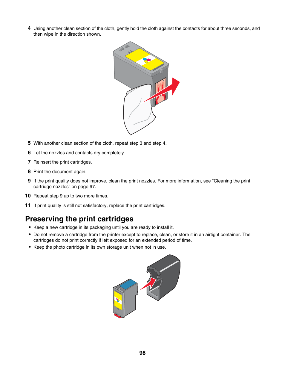 Preserving the print cartridges | Lexmark 4800 Series User Manual | Page 98 / 176