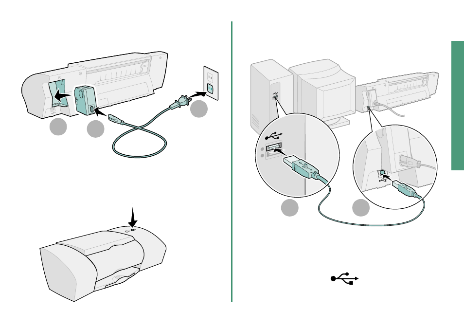 Step 3: connect the power supply, Step 4: connect the usb cable, Step 3 | Step 4, Connect the power supply, Connect the usb cable | Lexmark Z25 User Manual | Page 5 / 24