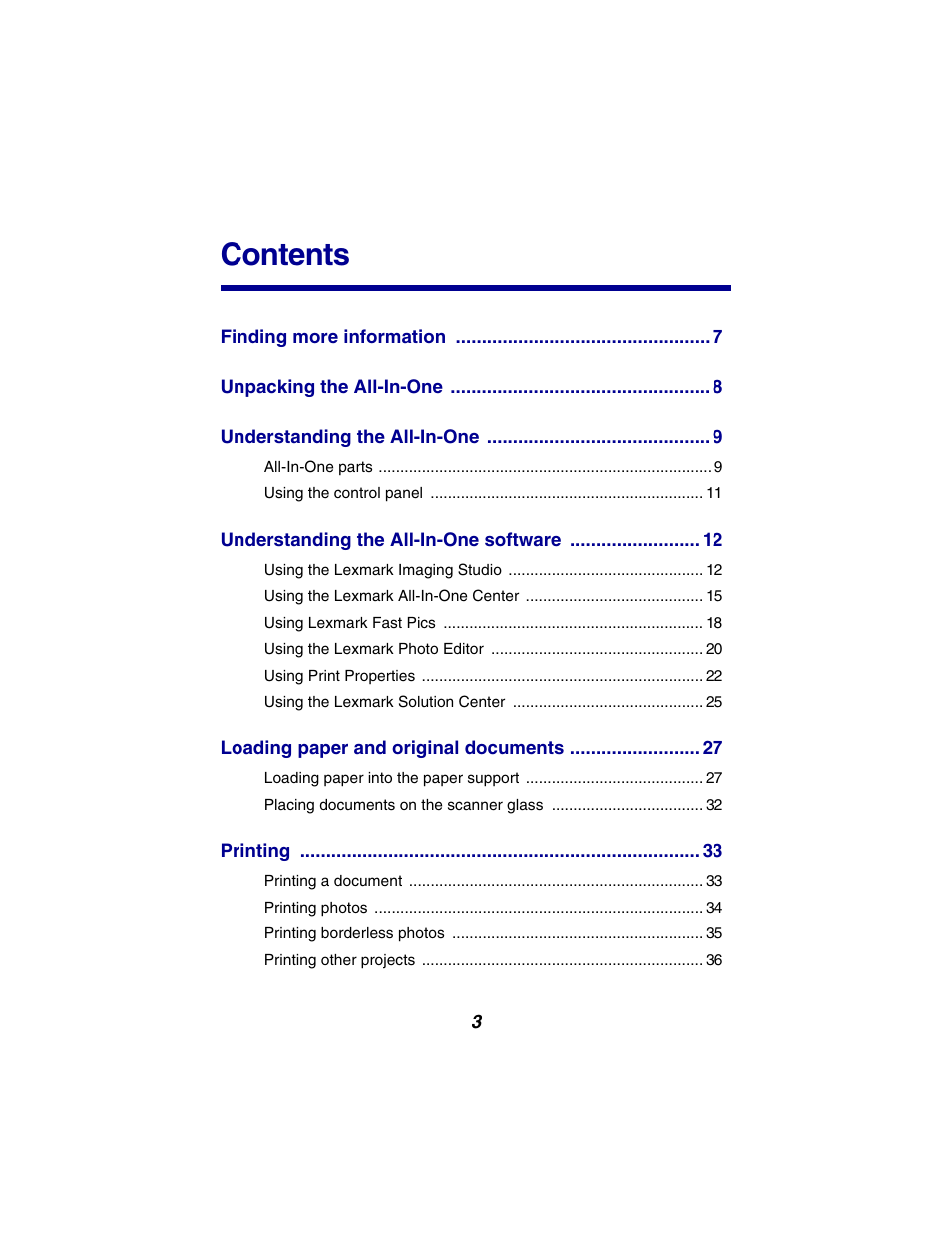 Lexmark 2300 Series User Manual | Page 3 / 77